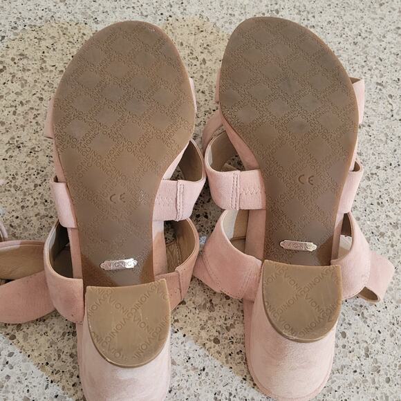 VIONIC Blaire Suede Blush Pink Wrap Around Ankle Strap Block Sandal Heels✨️9.5 - Picture 8 of 16